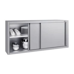Edelstahl Wandhängeschrank ECO - 1600x400mm - Mit Schiebetür - 650mm Hoch -Berühmter Küchengeräte Laden WSK164 ECO 2 23e3