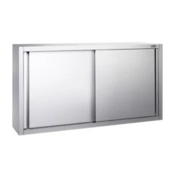 Edelstahl Wandhängeschrank PREMIUM - 1600x400mm - Mit Schiebetür - 800mm Hoch -Berühmter Küchengeräte Laden WSK168 1 2601