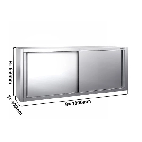 Edelstahl Wandhängeschrank PREMIUM - 1800x400mm - Mit Schiebetür - 650mm Hoch 3 Edelstahl Wandhängeschrank PREMIUM - 1800x400mm - Mit Schiebetür - 650mm Hoch