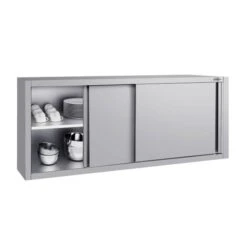 Edelstahl Wandhängeschrank ECO - 1800x400mm - Mit Schiebetür - 650mm Hoch -Berühmter Küchengeräte Laden WSK184 ECO 2 2cfa