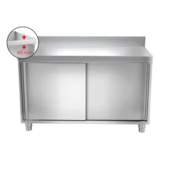 Edelstahl Arbeitsschrank PREMIUM - 1200x700mm - Mit Schiebetür & Aufkantung -Berühmter Küchengeräte Laden ask126a icon 68a2 1