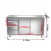 Edelstahl Arbeitsschrank PREMIUM - 1400x600mm - Mit 3 Schubladen Links Ohne Aufkantung -Berühmter Küchengeräte Laden ask146L3 masse 84c3