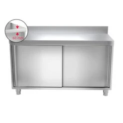 Edelstahl Arbeitsschrank PREMIUM - 1400x700mm - Mit Schiebetür & Aufkantung -Berühmter Küchengeräte Laden ask146a icon a7c6 1