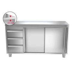 Edelstahl Arbeitsschrank PREMIUM - 1600x600mm - Mit 3 Schubladen Links Ohne Aufkantung -Berühmter Küchengeräte Laden ask167 l icon 9918 2