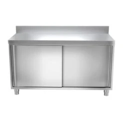 Edelstahl Arbeitsschrank PREMIUM - 1600x800mm - Mit Schiebetür & Aufkantung -Berühmter Küchengeräte Laden ask167a d0ff
