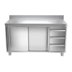 Edelstahl Arbeitsschrank PREMIUM - 1600x600mm - Mit 3 Schubladen Rechts & Aufkantung -Berühmter Küchengeräte Laden ask167a r 79dd