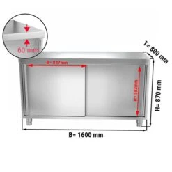 Edelstahl Arbeitsschrank PREMIUM - 1600x800mm - Mit Schiebetür Ohne Aufkantung -Berühmter Küchengeräte Laden ask168 masse2 aa6b