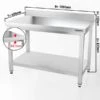 Edelstahl Arbeitstisch PREMIUM - 1200x600mm - Mit Grundboden & Aufkantung -Berühmter Küchengeräte Laden atk126a masse2 1f10