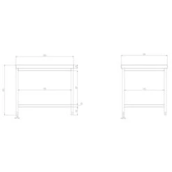 Edelstahl Arbeitstisch PREMIUM - 1200x800mm - Mit Grundboden Ohne Aufkantung -Berühmter Küchengeräte Laden atk128 zeichnung 21f7