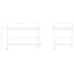 Edelstahl Arbeitstisch PREMIUM - 1400x800mm - Mit Grundboden Ohne Aufkantung -Berühmter Küchengeräte Laden atk148 zeichnung 1763