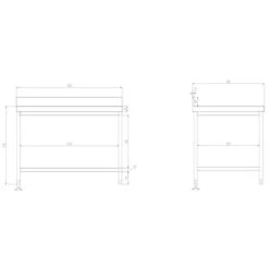 Edelstahl Arbeitstisch PREMIUM - 1500x800mm - Mit Grundboden & Aufkantung 22 Edelstahl Arbeitstisch PREMIUM - 1500x800mm - Mit Grundboden & Aufkantung -Berühmter Küchengeräte Laden atk158a zeichnung ade0