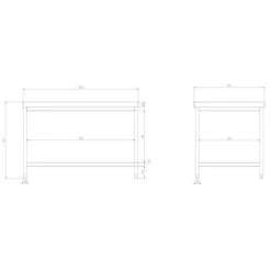 Edelstahl Arbeitstisch PREMIUM - 1600x800mm - Mit Grundboden Ohne Aufkantung -Berühmter Küchengeräte Laden atk168 zeichnung a2ac