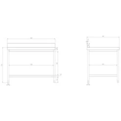 Edelstahl Arbeitstisch PREMIUM - 1600x800mm - Mit Grundboden & Aufkantung -Berühmter Küchengeräte Laden atk168a zeichnung cc2f