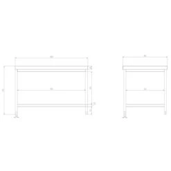 Edelstahl Arbeitstisch PREMIUM - 2000x800mm - Mit Grundboden Ohne Aufkantung -Berühmter Küchengeräte Laden atk208 zeichnung f0f3