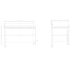 Edelstahl Arbeitstisch PREMIUM - 2000x800mm - Mit Grundboden & Aufkantung -Berühmter Küchengeräte Laden atk208a zeichnung 6a08